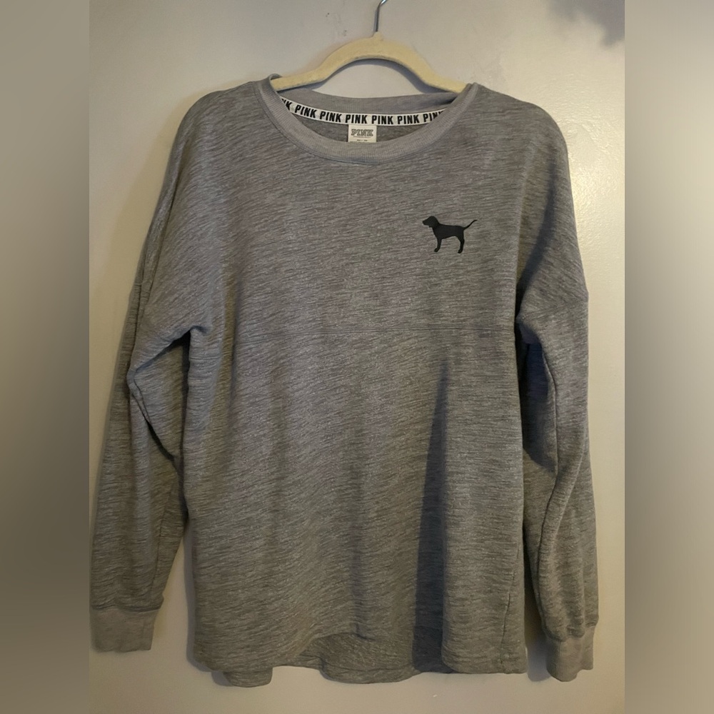 pink victoria’s secret gray oversized sweater